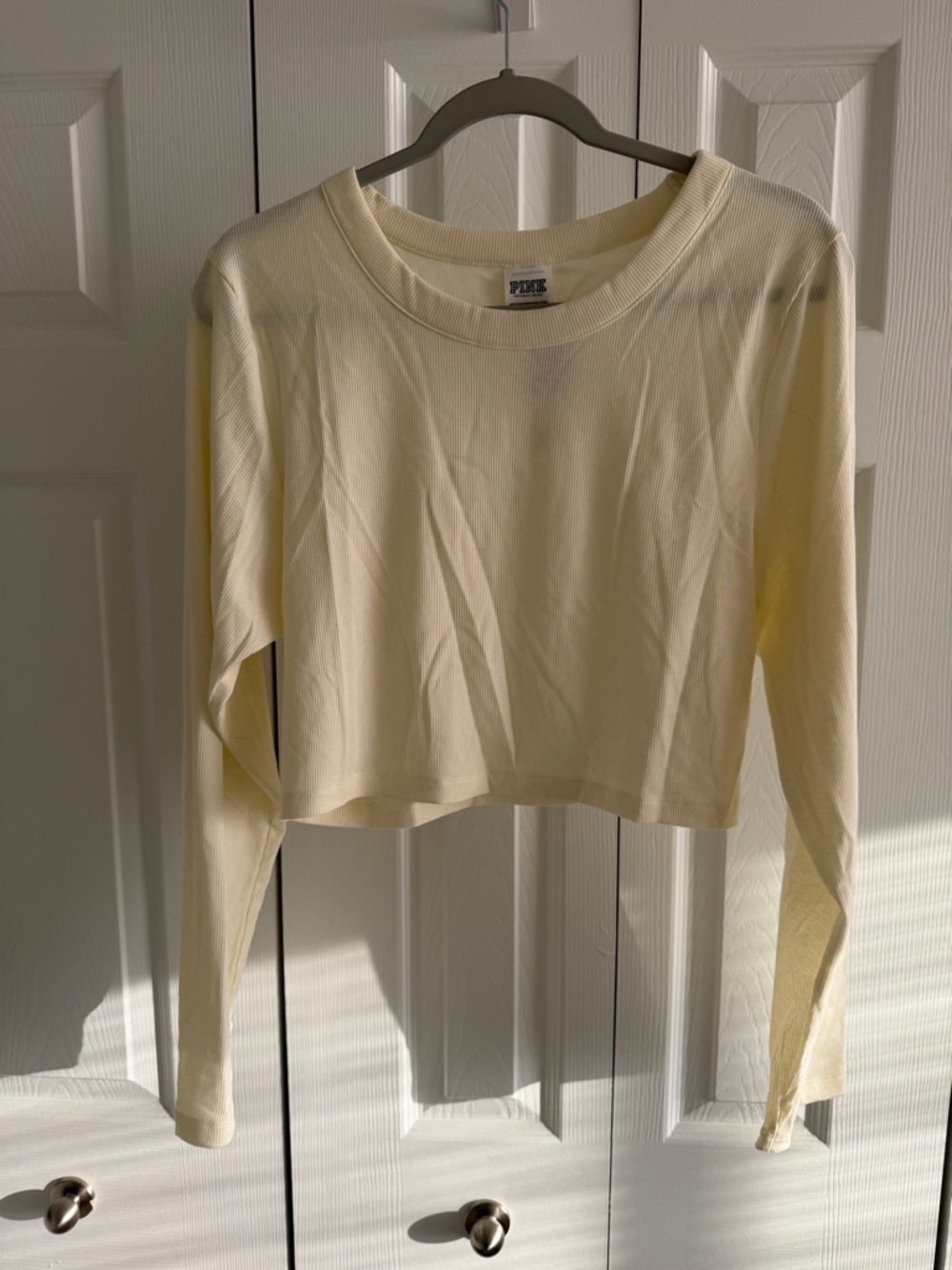 PINK Victoria's Secret Cropped Long-Sleeve Rib Top